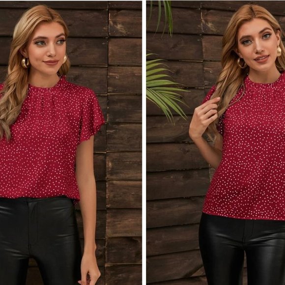 🎶 SALE NEW! Size 2 Polka Dot Butterfly Sleeve Blouse - Picture 2 of 2